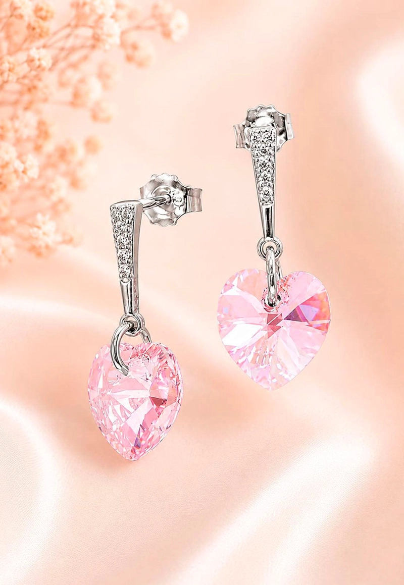 AROS ROMANCE PLATA 925 CRISTAL SWAROVSKI LIGHT ROSE - 2