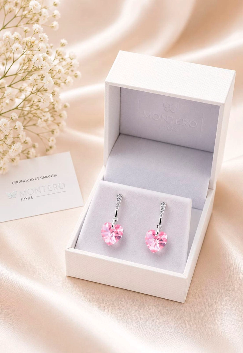 AROS ROMANCE PLATA 925 CRISTAL SWAROVSKI LIGHT ROSE - 3