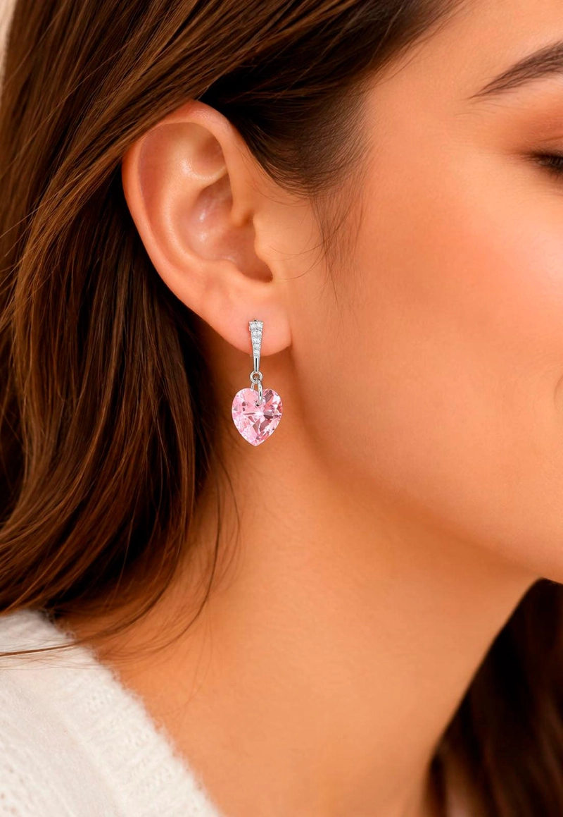 AROS ROMANCE PLATA 925 CRISTAL SWAROVSKI LIGHT ROSE - 4