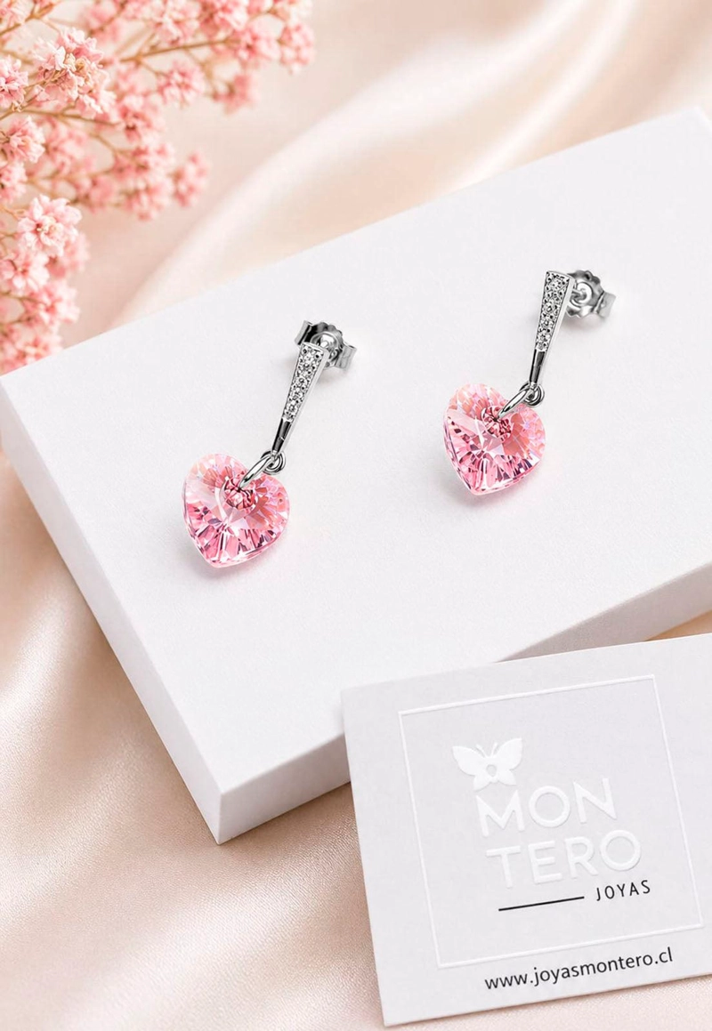 AROS ROMANCE PLATA 925 CRISTAL SWAROVSKI LIGHT ROSE - 7