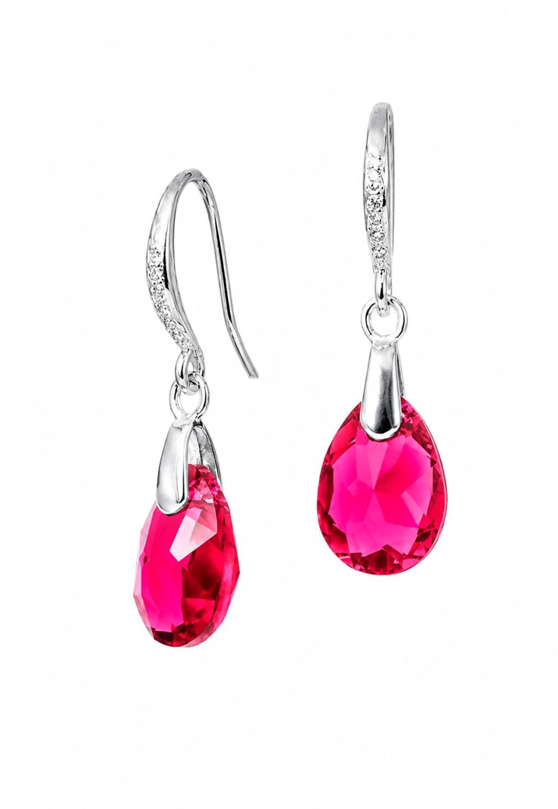 AROS GOTA DE LUZ PLATA 925 CRISTAL SWAROVSKI® SCARLET - 1