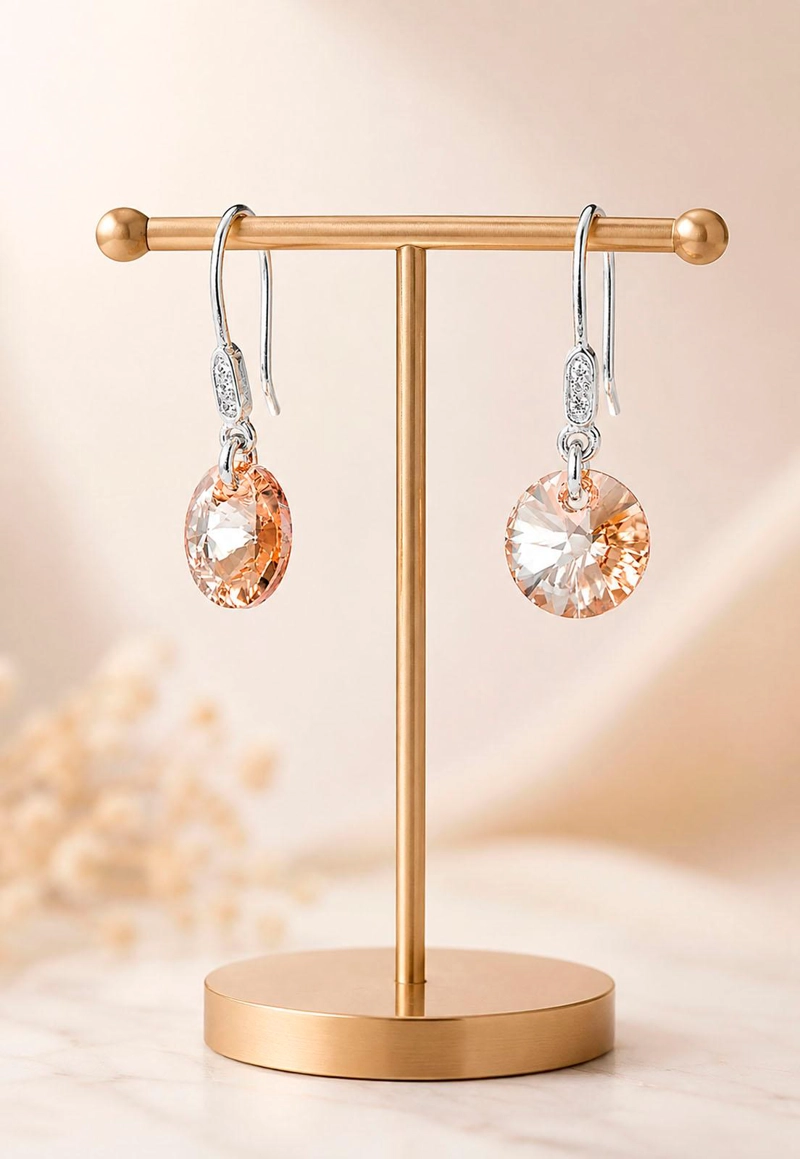 AROS PUNTO DE LUZ CIRCON PLATA 925 CRISTAL SWAROVSKI® GOLDEN SHADOW - 2