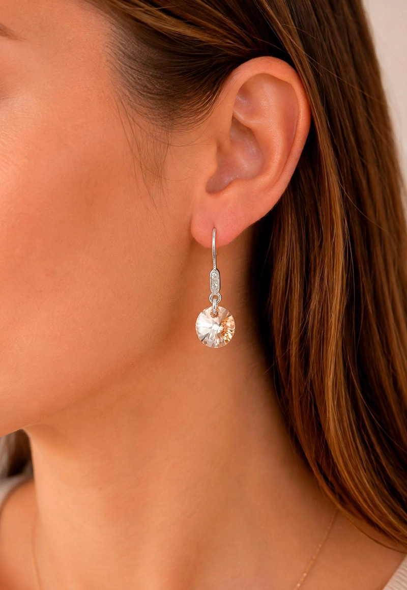 AROS PUNTO DE LUZ CIRCON PLATA 925 CRISTAL SWAROVSKI® GOLDEN SHADOW - 4