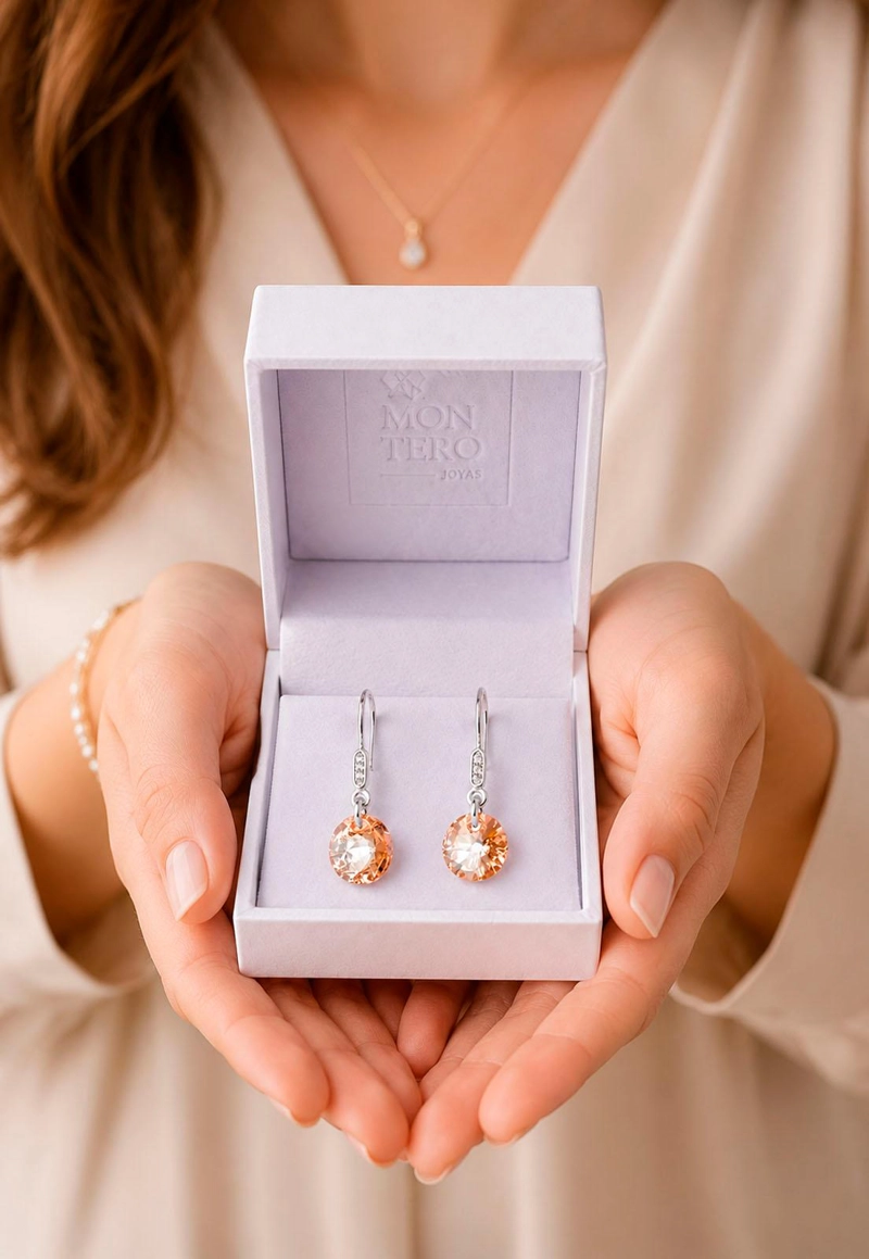 AROS PUNTO DE LUZ CIRCON PLATA 925 CRISTAL SWAROVSKI® GOLDEN SHADOW - 5