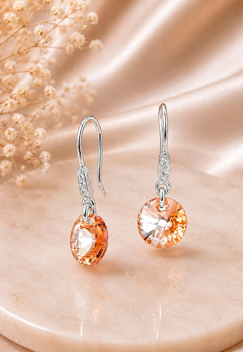 AROS PUNTO DE LUZ CIRCON PLATA 925 CRISTAL SWAROVSKI® GOLDEN SHADOW - 7