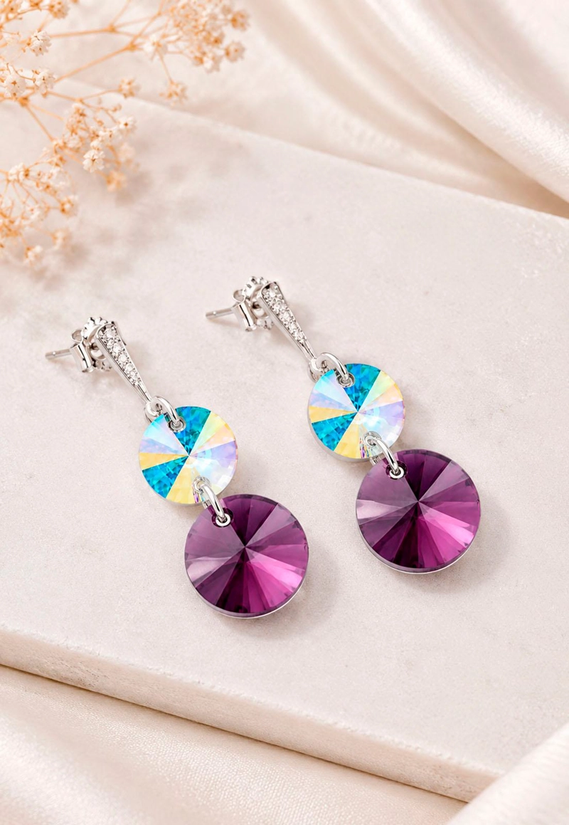 AROS LOURDES PLATA 925 CRISTAL SWAROVSKI® AMETHYST - 2