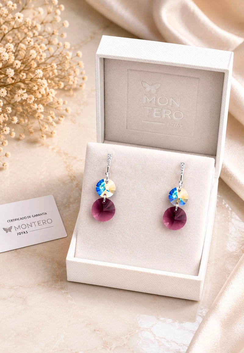 AROS LOURDES PLATA 925 CRISTAL SWAROVSKI® AMETHYST - 3
