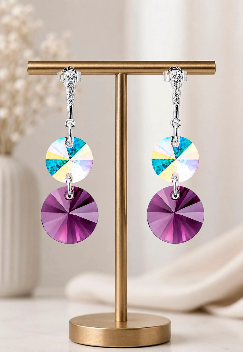 AROS LOURDES PLATA 925 CRISTAL SWAROVSKI® AMETHYST - 5