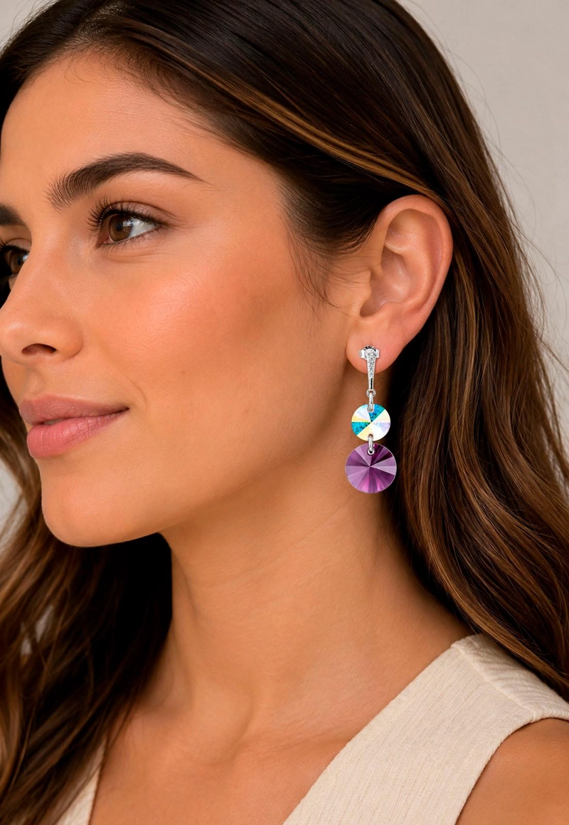 AROS LOURDES PLATA 925 CRISTAL SWAROVSKI® AMETHYST - 7