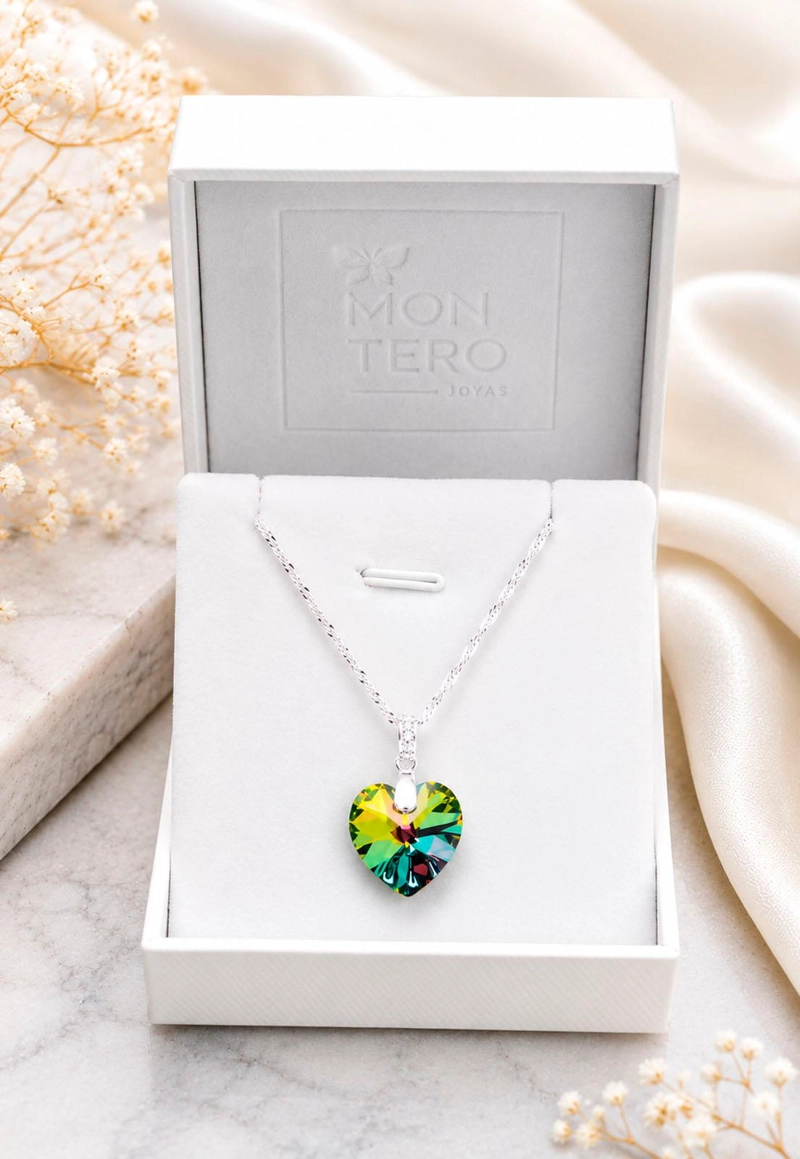COLLAR JOYAS MONTERO PLATA ITALIANA 925 GRAN ROMANCE Y CRISTALES GENUINOS VITRAL MEDIUM - 3
