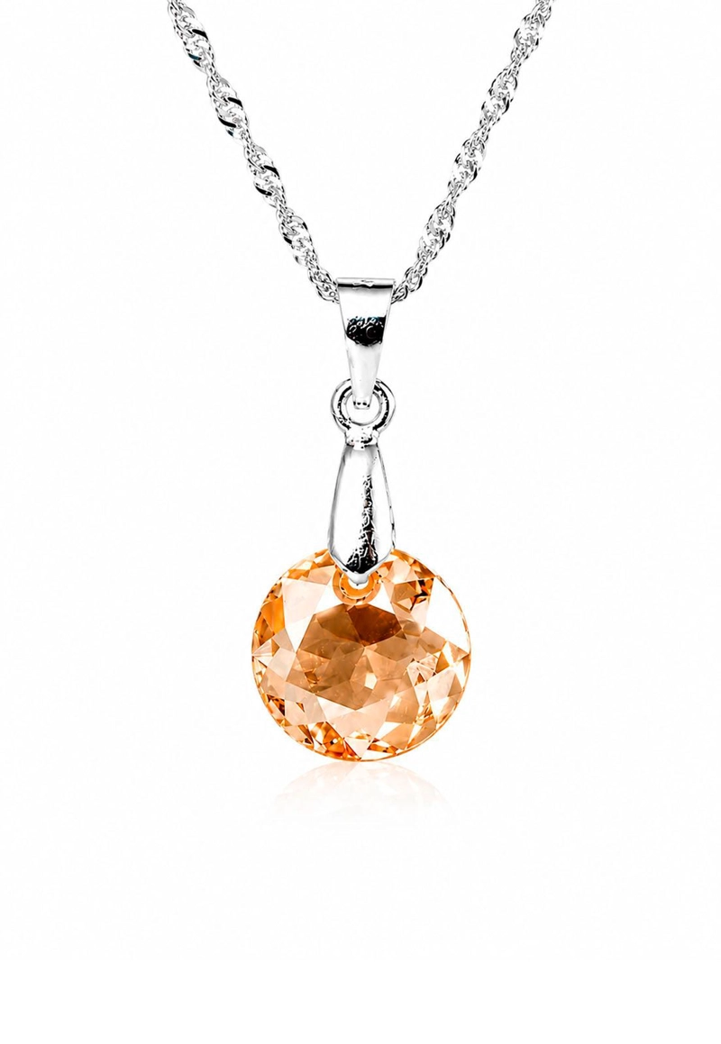 COLLAR JOYAS MONTERO PLATA ITALIANA 925 GRACIA Y CRISTALES GENUINOS GOLDEN SHADOW - 1