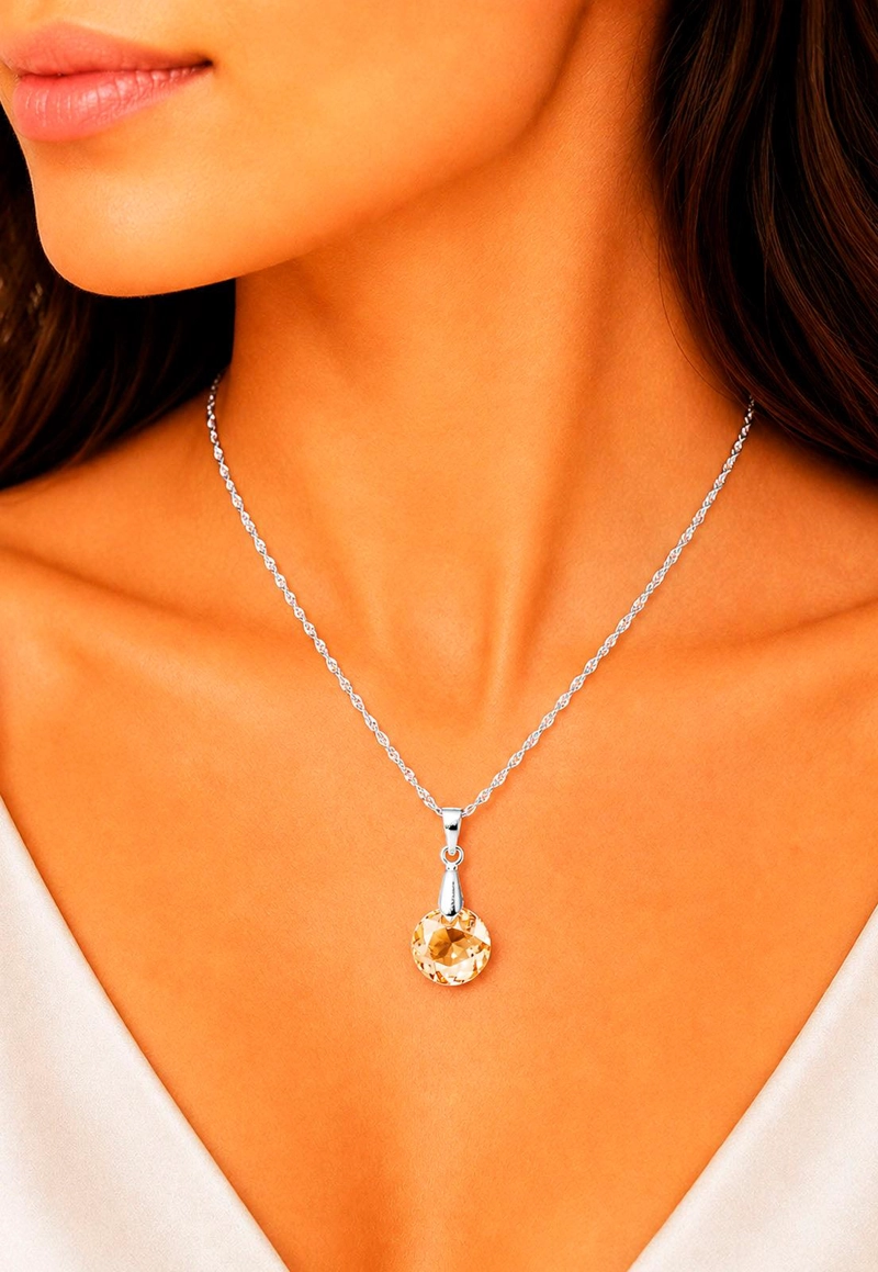 COLLAR JOYAS MONTERO PLATA ITALIANA 925 GRACIA Y CRISTALES GENUINOS GOLDEN SHADOW - 4
