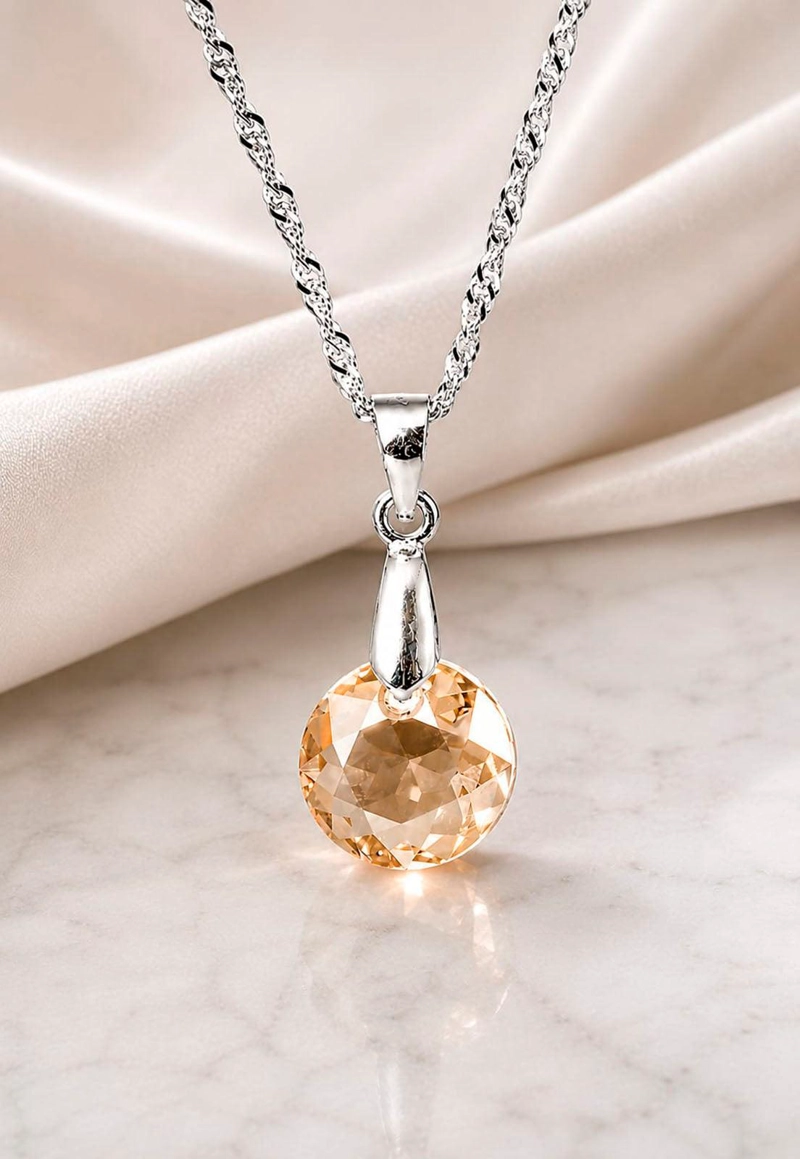 COLLAR JOYAS MONTERO PLATA ITALIANA 925 GRACIA Y CRISTALES GENUINOS GOLDEN SHADOW - 5
