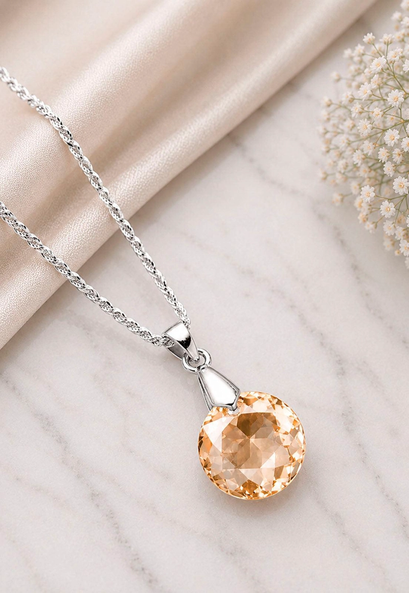 COLLAR JOYAS MONTERO PLATA ITALIANA 925 GRACIA Y CRISTALES GENUINOS GOLDEN SHADOW - 7
