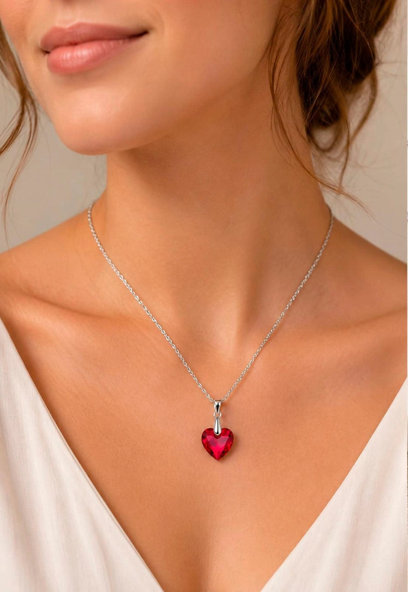 COLLAR JOYAS MONTERO PLATA ITALIANA 925 AMOR Y CRISTALES GENUINOS SCARLETH - 5
