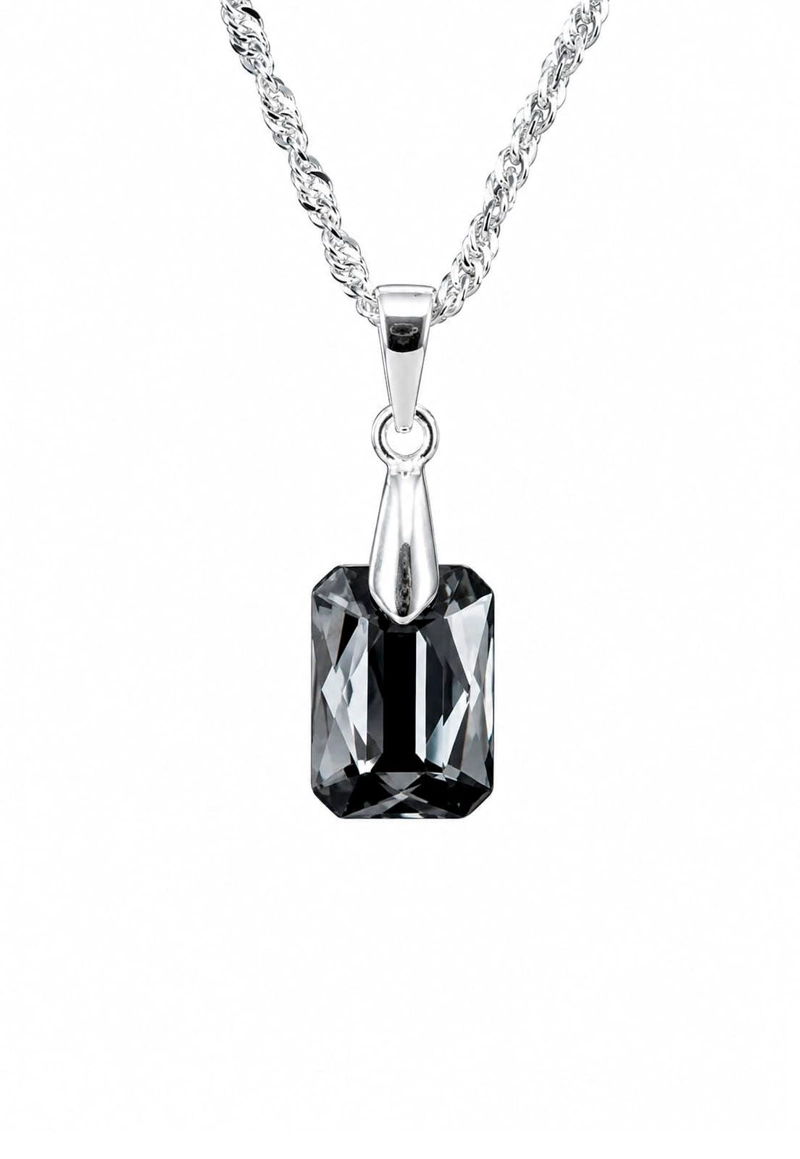 COLLAR JOYAS MONTERO PLATA ITALIANA 925 ESTEFANIA Y CRISTALES GENUINOS SILVER NIGHT