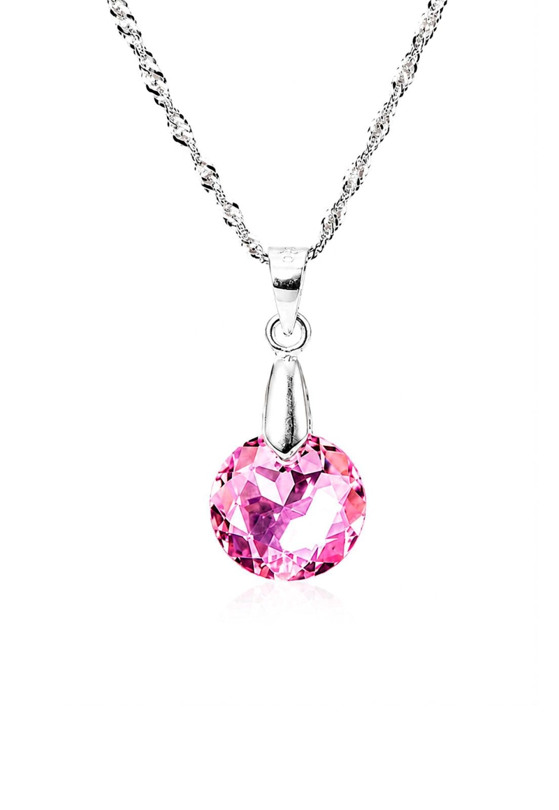COLLAR JOYAS MONTERO PLATA ITALIANA 925 GRACIA Y CRISTALES GENUINOS LIGHT ROSE - 1