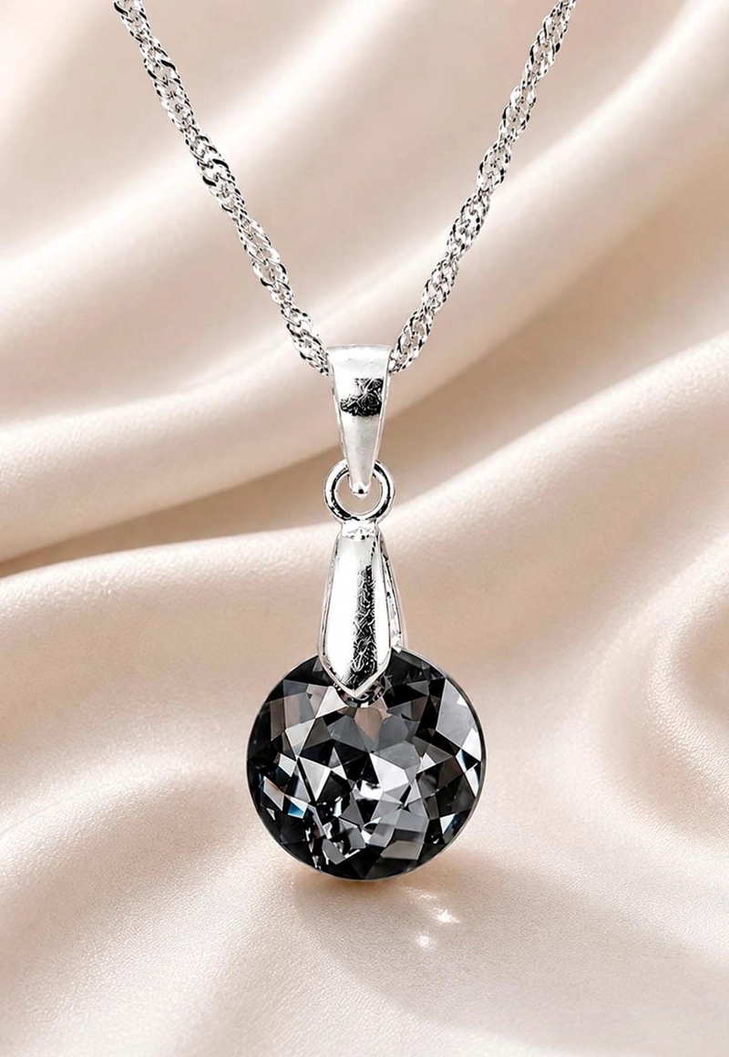 COLLAR JOYAS MONTERO PLATA ITALIANA 925 GRACIA Y CRISTALES GENUINOS SILVER NIGHT - 2