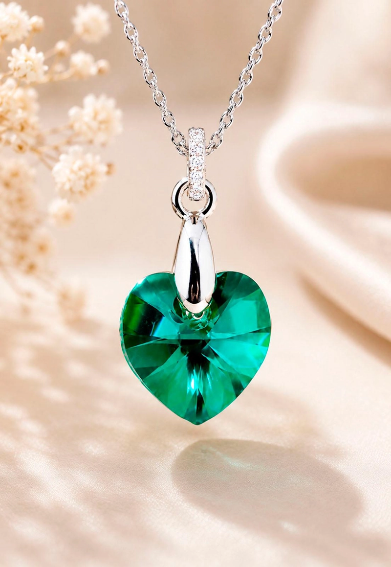 COLLAR JOYAS MONTERO PLATA ITALIANA 925 GRAN ROMANCE Y CRISTALES GENUINOS EMERALD - 5