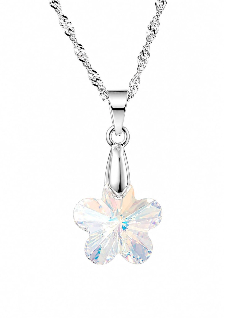 COLLAR JOYAS MONTERO PLATA ITALIANA 925 FLORENCIA Y CRISTALES GENUINOS AURORA BOREAL
