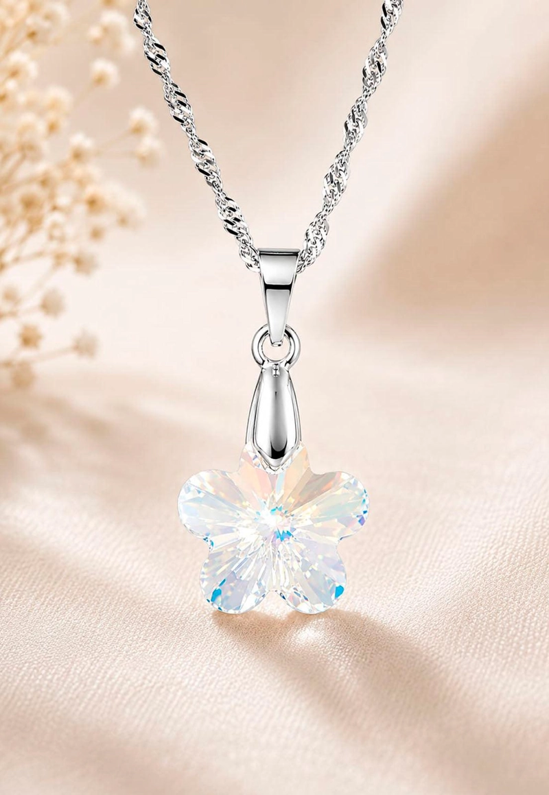 COLLAR JOYAS MONTERO PLATA ITALIANA 925 FLORENCIA Y CRISTALES GENUINOS AURORA BOREAL - 7