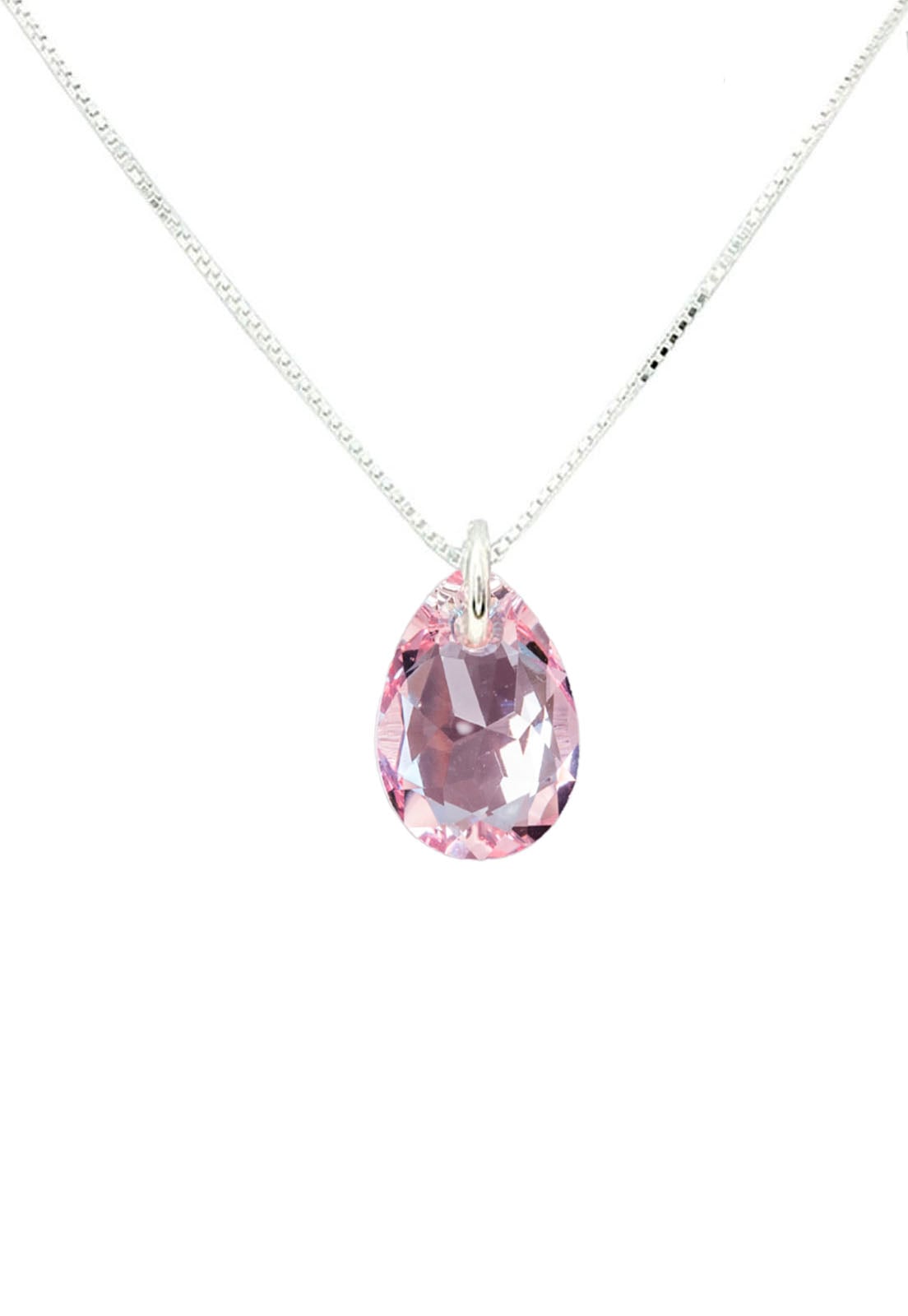 COLLAR JOYAS MONTERO PLATA ITALIANA 925 GOTA DE LUZ Y CRISTALES GENUINOS LIGTH ROSE - 1
