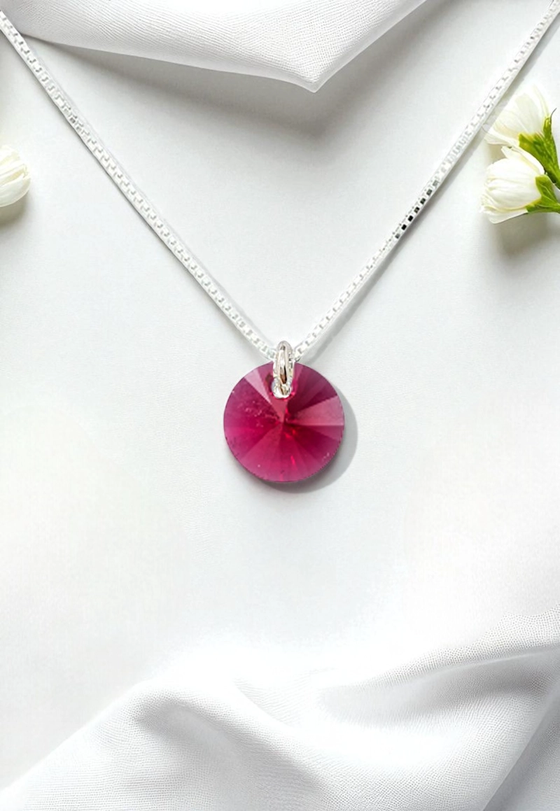 COLLAR JOYAS MONTERO PLATA ITALIANA 925 PUNTO DE LUZ Y CRISTALES GENUINOS SCARLETH