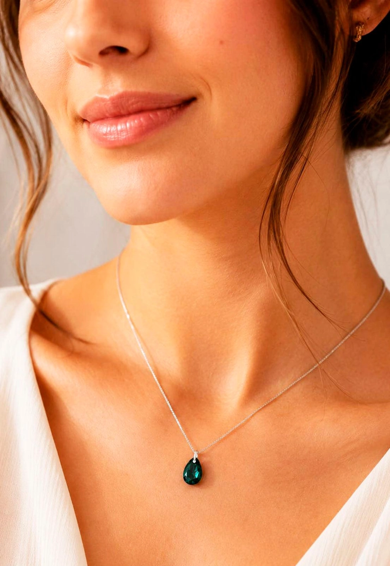 COLLAR GOTA DE LUZ PLATA 925 CRISTAL SWAROVSKI® EMERALD - 4