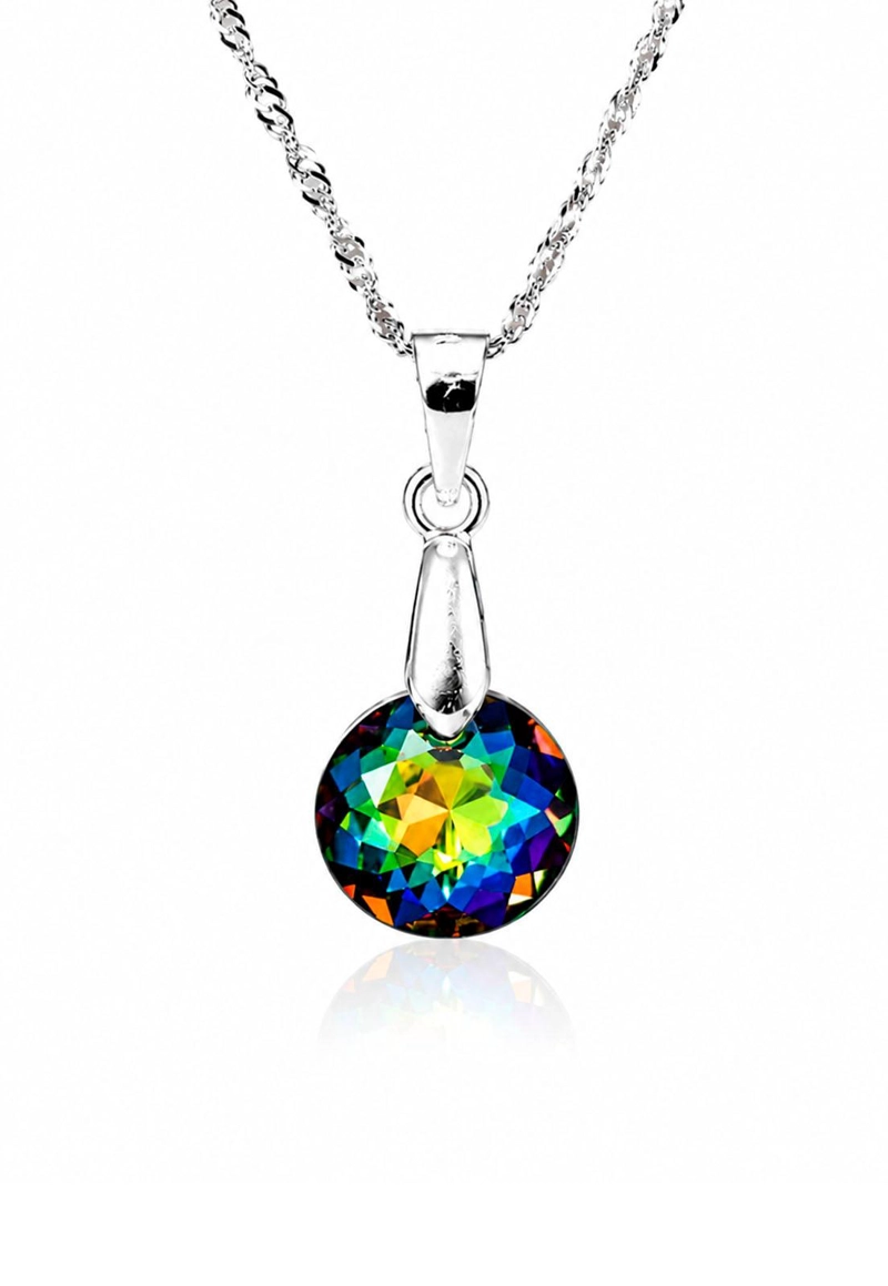 COLLAR JOYAS MONTERO PLATA ITALIANA 925 GRACIA Y CRISTALES GENUINOS VITRAL MEDIUM - 1