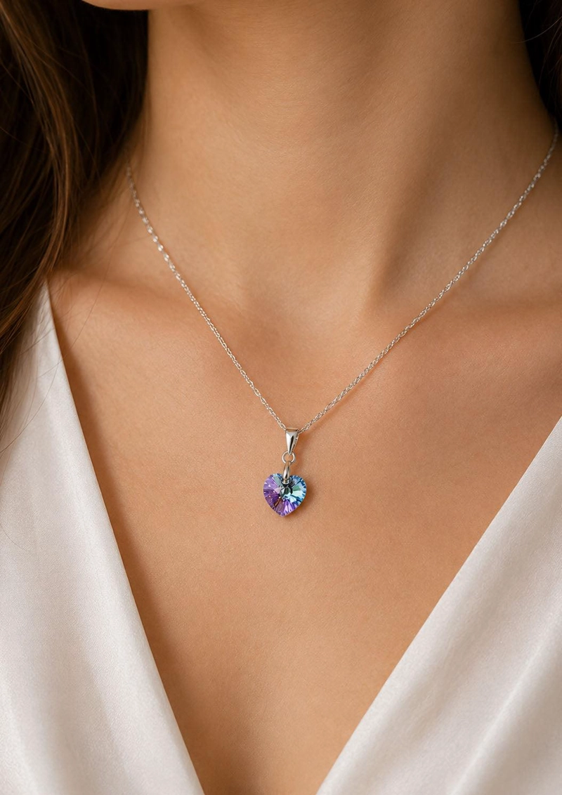COLLAR JOYAS MONTERO PLATA ITALIANA 925 ROMANCE Y CRISTALES GENUINOS VITRAL LIGHT - 4