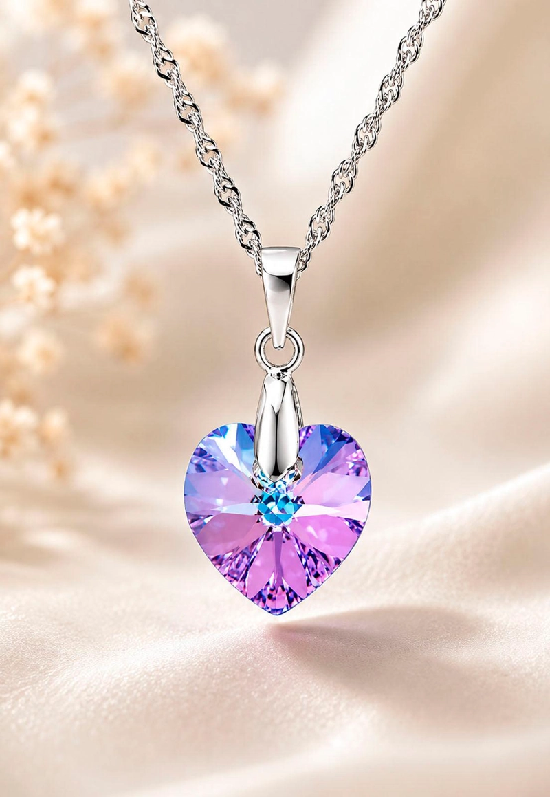 COLLAR JOYAS MONTERO PLATA ITALIANA 925 ROMANCE Y CRISTALES GENUINOS VITRAL LIGHT - 8