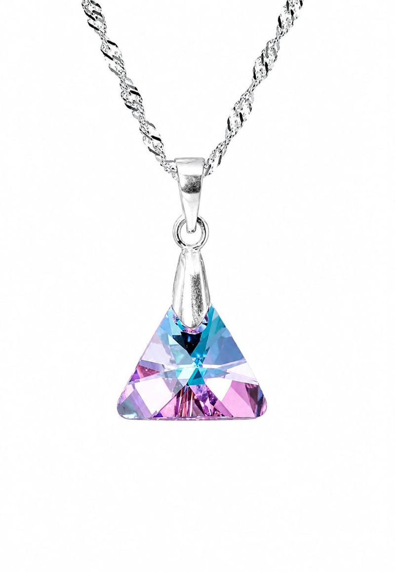 COLLAR JOYAS MONTERO PLATA ITALIANA 925 TRINIDAD Y CRISTALES GENUINOS VITRAL LIGHT - 1