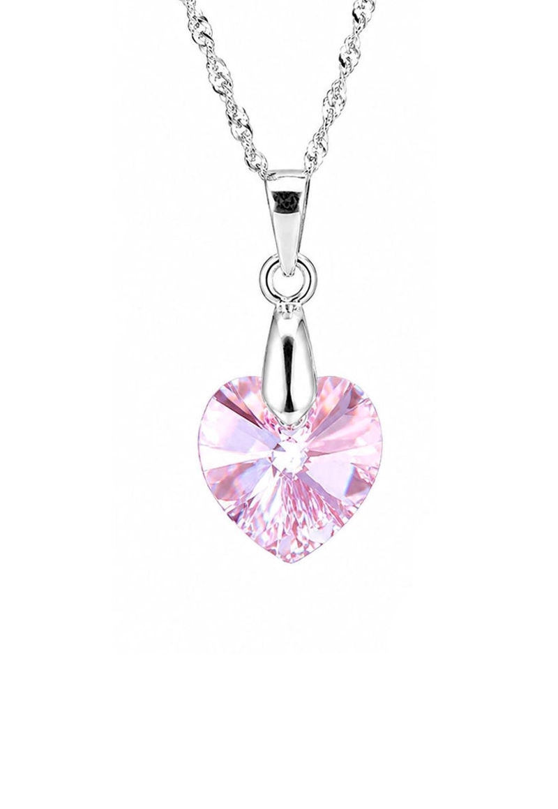 COLLAR JOYAS MONTERO PLATA ITALIANA 925 ROMANCE Y CRISTALES GENUINOS LIGHT ROSE - 1