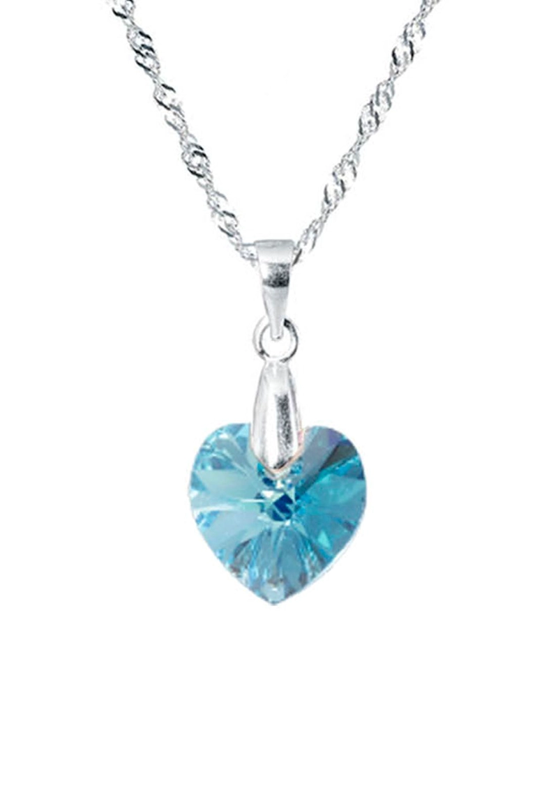 COLLAR JOYAS MONTERO PLATA ITALIANA 925 ROMANCE Y CRISTALES GENUINOS AQUAMARINE SHIMMER - 1