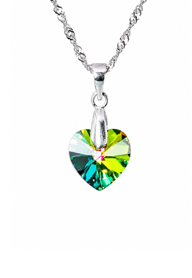 COLLAR JOYAS MONTERO PLATA ITALIANA 925 ROMANCE Y CRISTALES GENUINOS VITRAL MEDIUM - 1