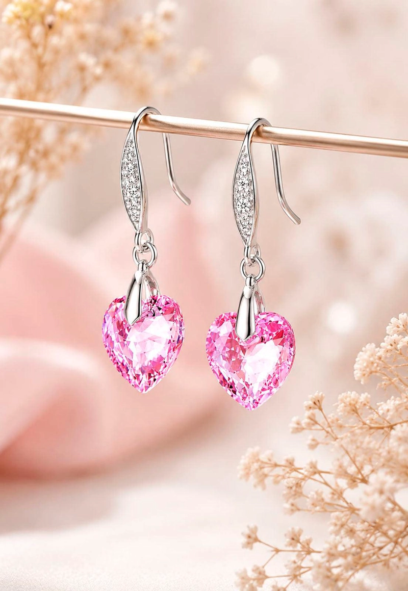 AROS JOYAS MONTERO AMOR PLATA ITALIANA 925 Y CRISTALES GENUINOS ROSE SHIMMER - 4
