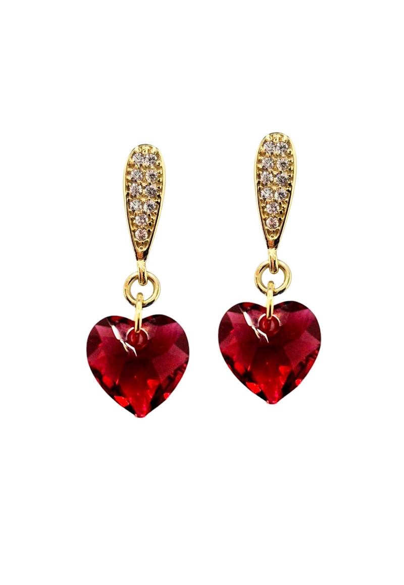 AROS JOYAS MONTERO AMOR GOLD CRISTALES GENUINOS SIAM SHIMMER ENCHAPADO EN ORO 18K - 1