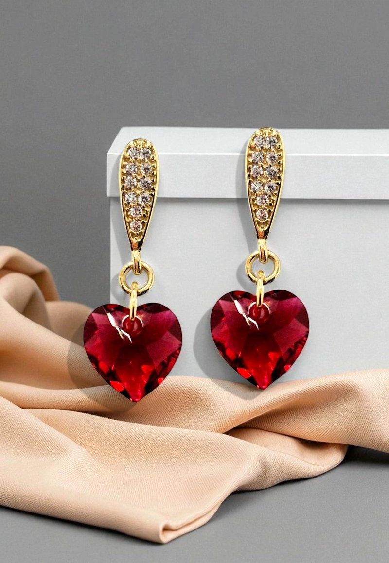 AROS JOYAS MONTERO AMOR GOLD CRISTALES GENUINOS SIAM SHIMMER ENCHAPADO EN ORO 18K - 2