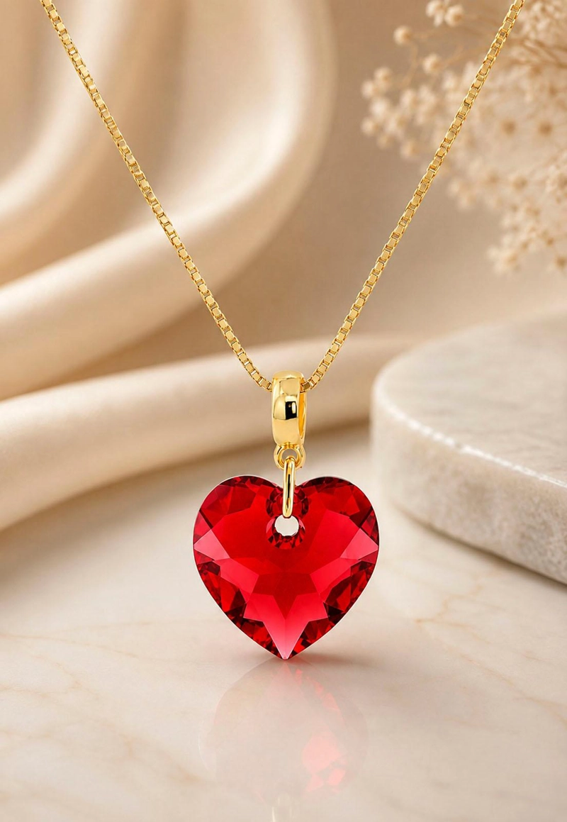 COLLAR JOYAS MONTERO AMOR GOLD CRISTAL GENUINO SIAM SHIMMER ENCHAPADO EN ORO 18K - 2