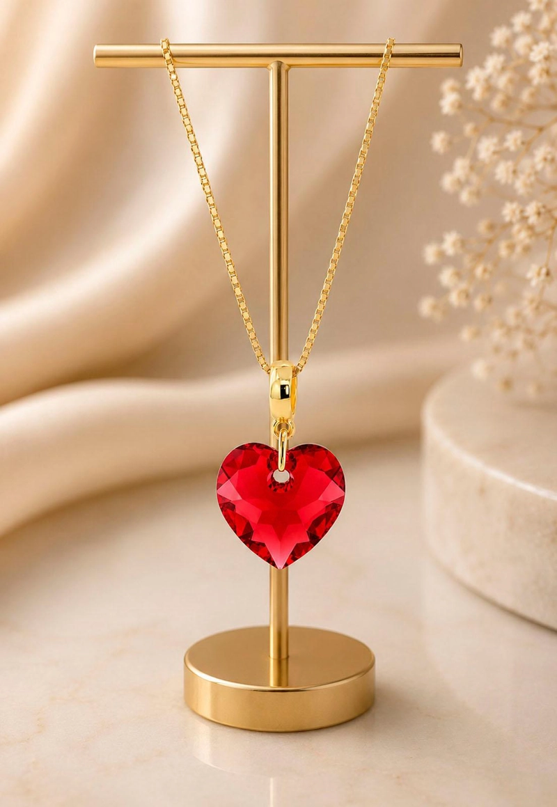 COLLAR JOYAS MONTERO AMOR GOLD CRISTAL GENUINO SIAM SHIMMER ENCHAPADO EN ORO 18K - 4
