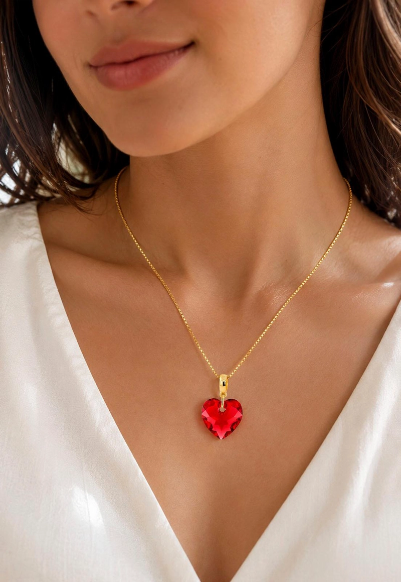 COLLAR JOYAS MONTERO AMOR GOLD CRISTAL GENUINO SIAM SHIMMER ENCHAPADO EN ORO 18K - 5