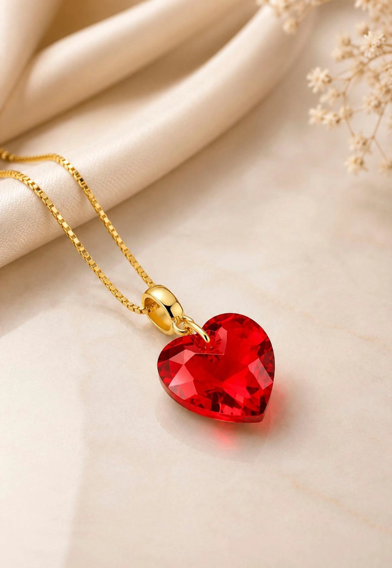 COLLAR JOYAS MONTERO AMOR GOLD CRISTAL GENUINO SIAM SHIMMER ENCHAPADO EN ORO 18K - 6