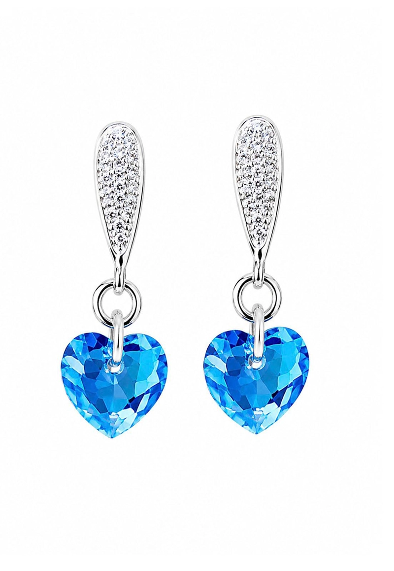 AROS JOYAS MONTERO AMOR BAÑO DE ORO BLANCO CRISTAL GENUINO AQUAMARINE SHIIMMER - 1
