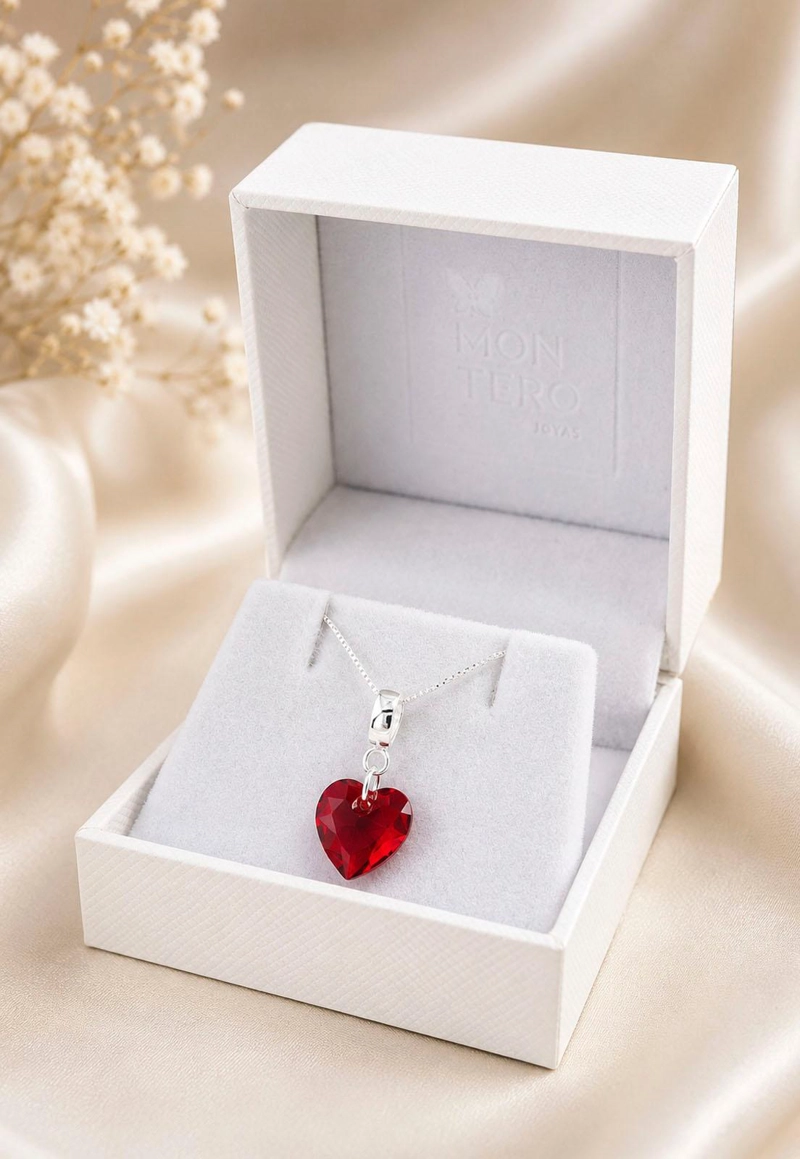 COLLAR AMOR BAÑO ORO BLANCO CRISTAL SWAROVSKI® SIAM - 2