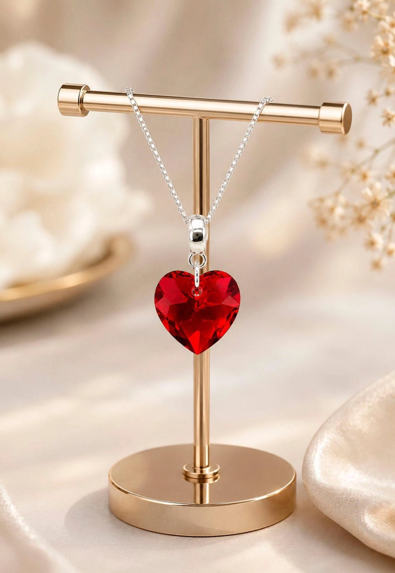 COLLAR AMOR BAÑO ORO BLANCO CRISTAL SWAROVSKI® SIAM - 5