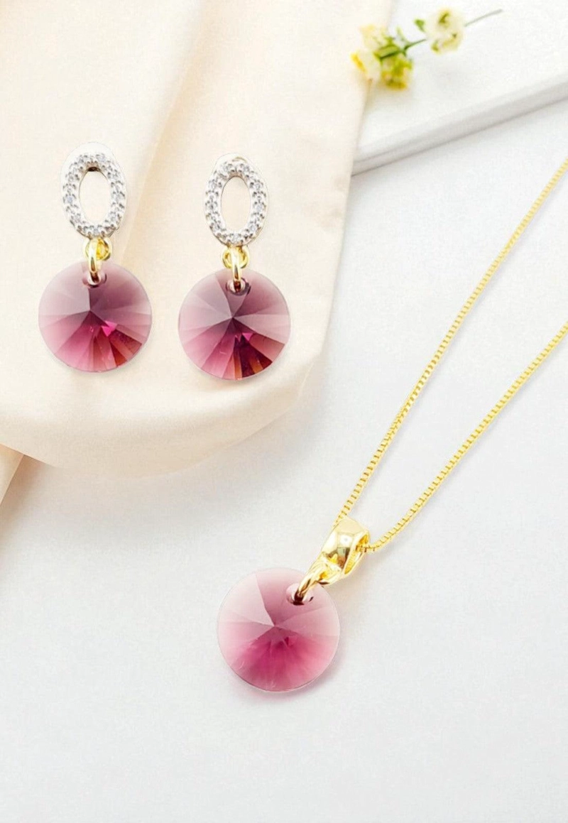 CONJUNTO JOYAS MONTERO MADRID GOLD CRISTALES GENUINOS AMETHYST - 4