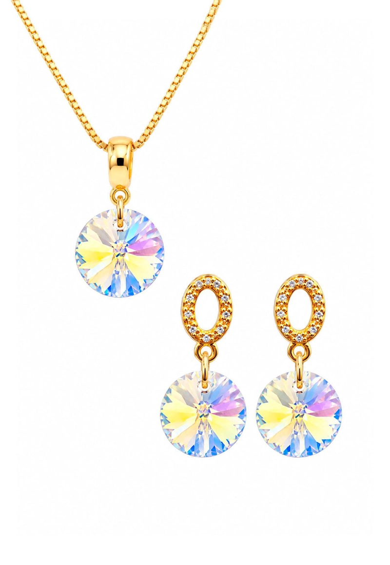 CONJUNTO JOYAS MONTERO MADRID GOLD CRISTALES GENUINOS AURORA BOREAL - 1