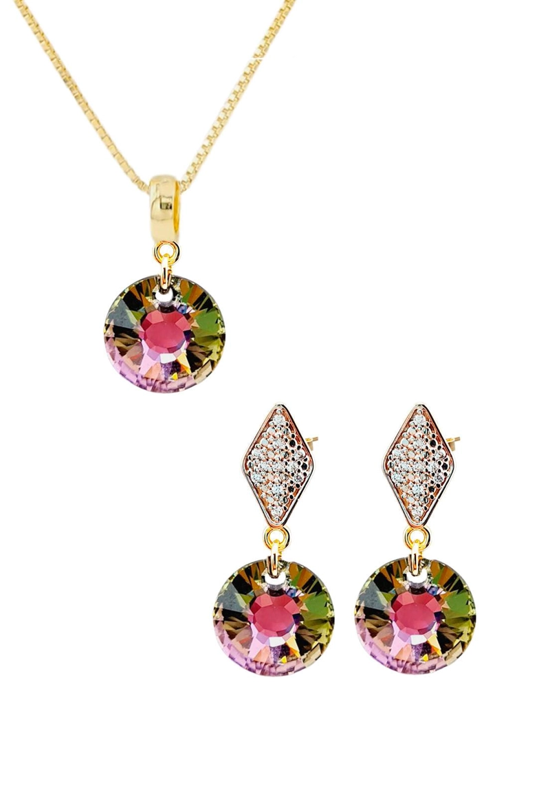CONJUNTO JOYAS MONTERO ENIGMA GOLD CRISTALES GENUINOS VITRAL LIGHT - 1