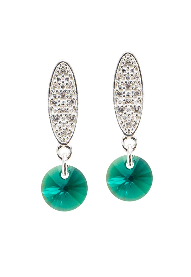 AROS JOYAS MONTERO PUNTO DE LUZ BAÑO DE ORO BLANCO CRISTALES GENUINOS EMERALD - 1