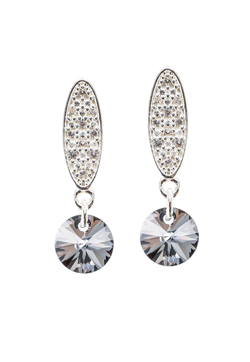 AROS JOYAS MONTERO PUNTO DE LUZ BAÑO DE ORO BLANCO CRISTALES GENUINOS SILVER NIGHT - 1